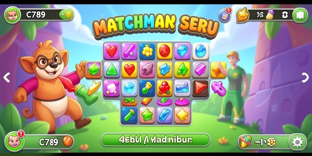 Tampilan seru gameplay C789 dengan elemen match-3.