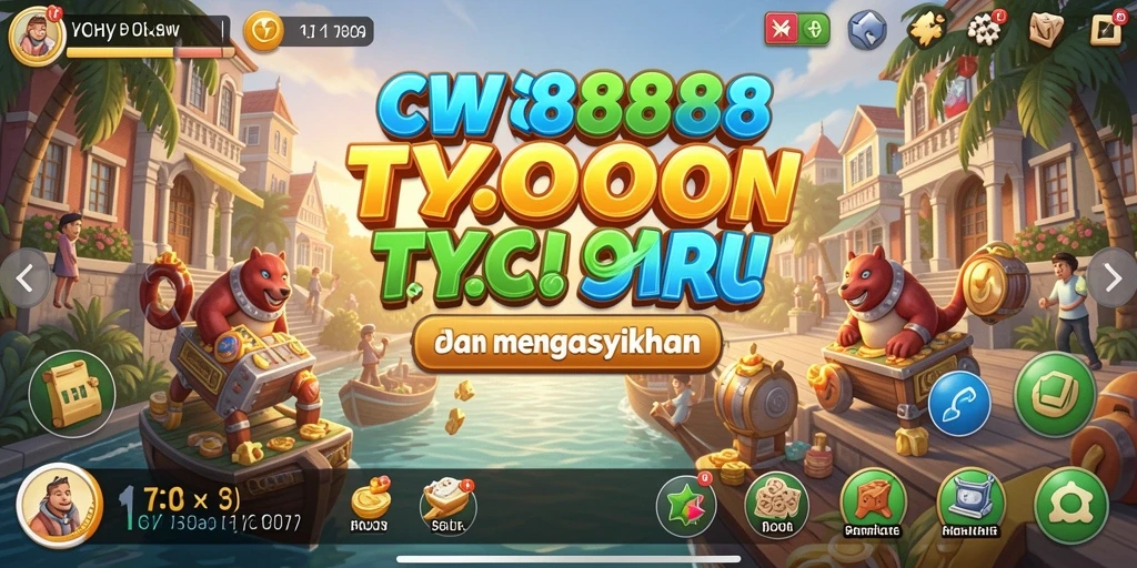 Screenshot CW8888 menampilkan gameplay seru dalam membangun bisnis Tycoon.