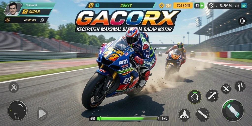 Gameplay GACORX yang seru dan menegangkan saat balapan motor.
