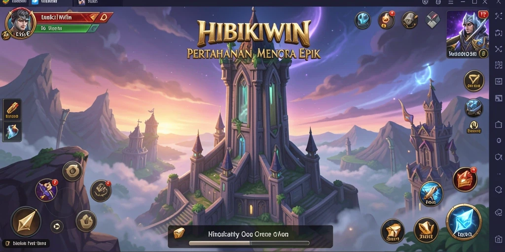Screenshot gameplay HIBIKIWIN menampilkan aksi menara pertahanan yang mendebarkan.