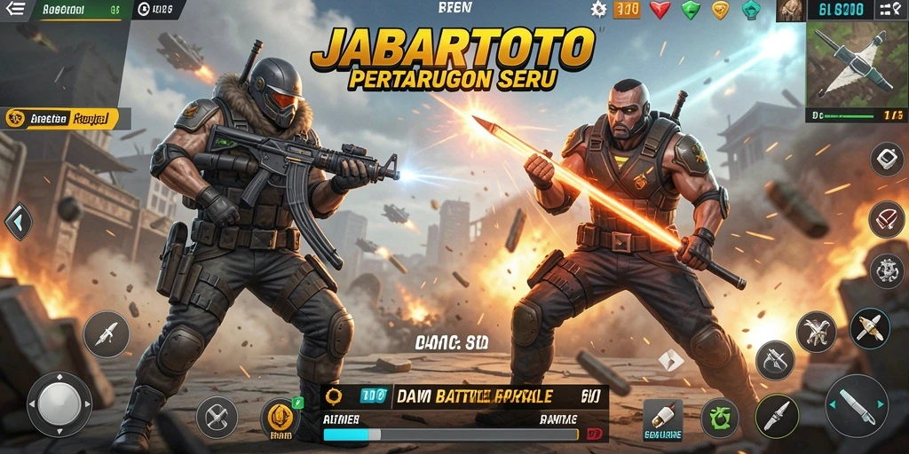 Gameplay JABARTOTO penuh aksi seru dalam pertempuran Battle Royale.