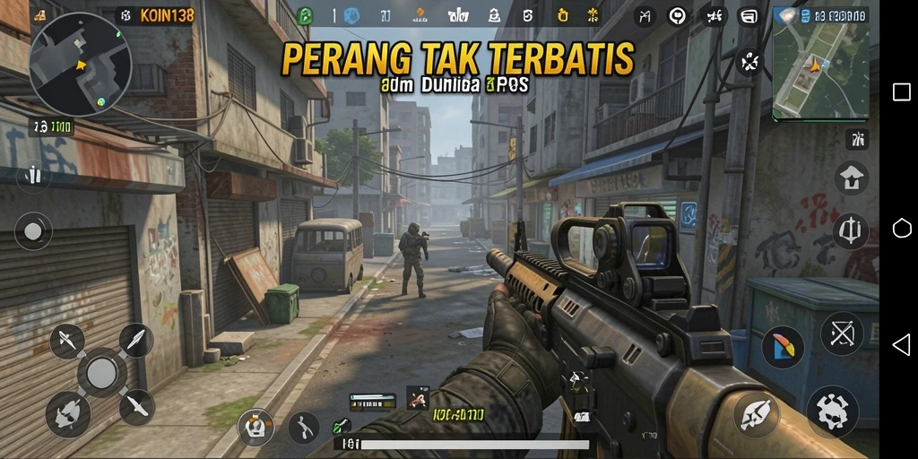 Screenshot KOIN138 menampilkan aksi pertempuran yang intens dalam gameplay FPS.