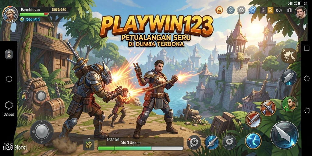 Screenshot gameplay PLAYWIN123 menampilkan petualangan dalam dunia terbuka.