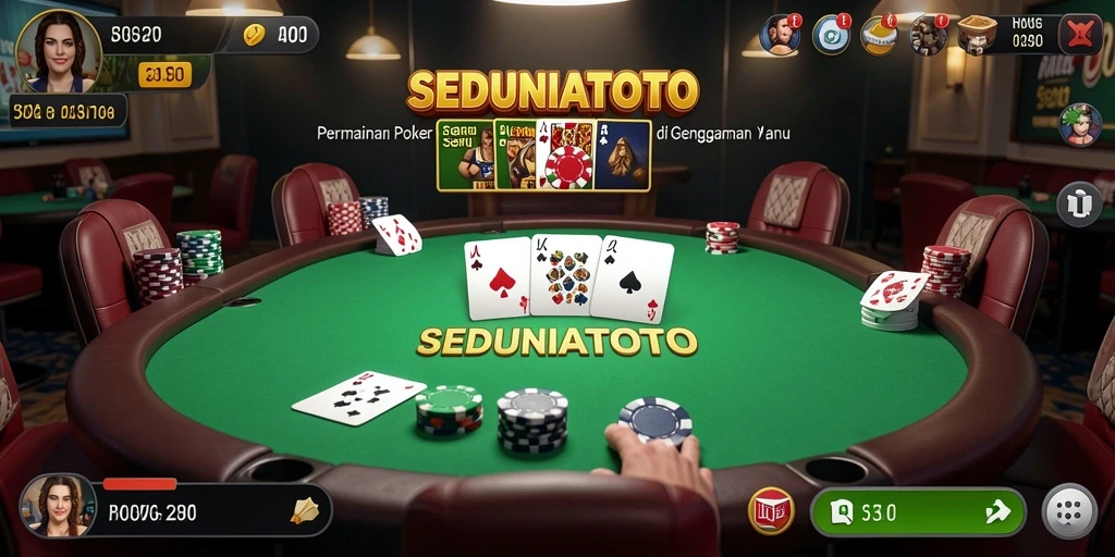 Tampilan gameplay menarik dari permainan Poker SEDUNIATOTO.