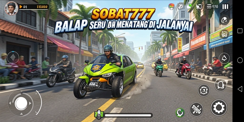 Tampilan gameplay SOBAT777 yang mengasyikkan dan penuh aksi balap.