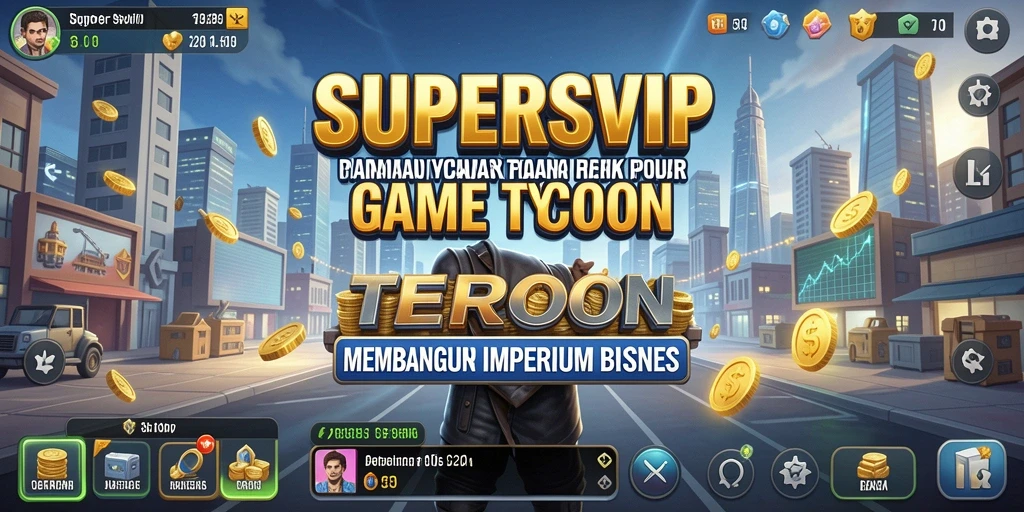 Screenshot dari gameplay SUPERSVIP yang menunjukkan keseruan membangun bisnis Tycoon.