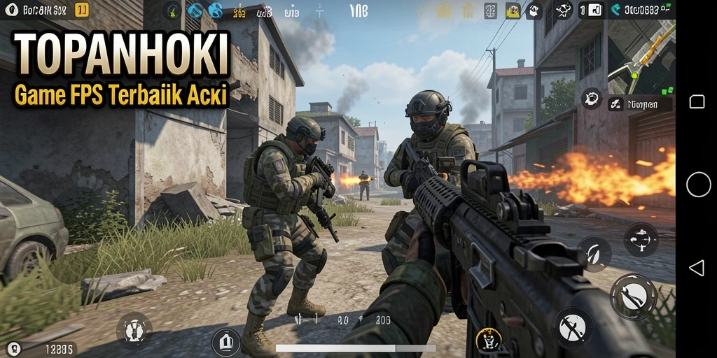 Tampilan seru dan mendebarkan dari game FPS TOPANHOKI.